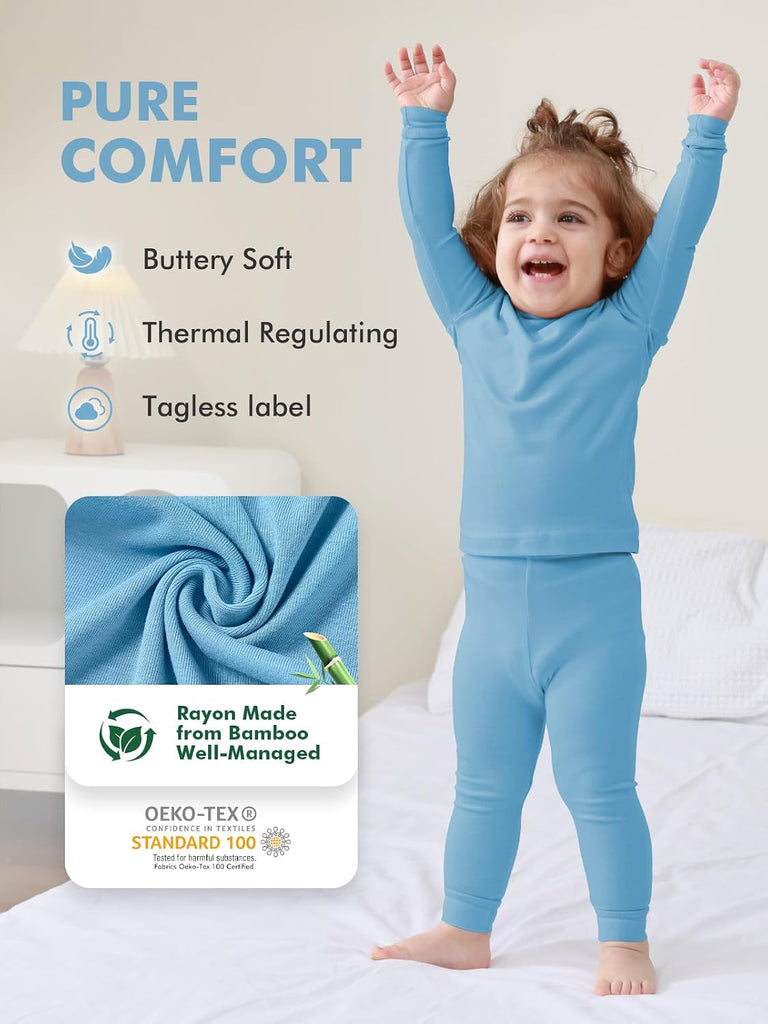 Rayon from Bamboo Toddler Pajamas Set, Pjs Baby Kids Girls Boys
