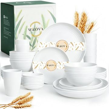 Modern Plates and Bowls Sets for 8, White Dinnerware Sets 40PCS Dishes