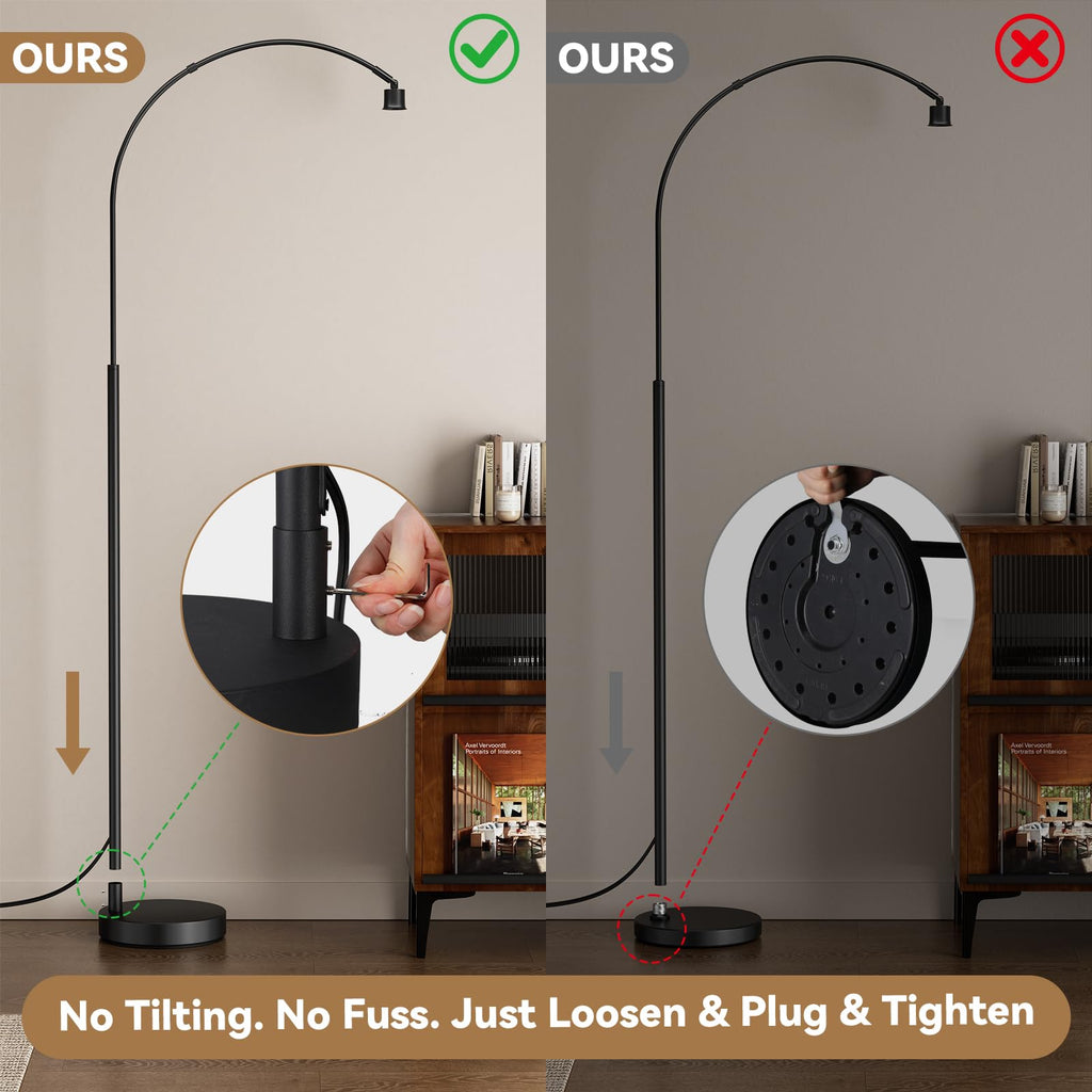 Rustic Arc Floor Lamp, Color Temp and Brightness Adjustable, Black
