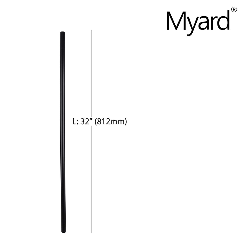 32'' Classic Hollow Round Iron Heavy-Duty Deck Balusters, Matte Black