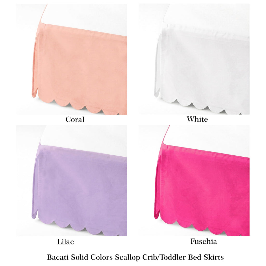 Scallop Bottom Tailored Crib or Toddler Bed Skirt or Dust Ruffle