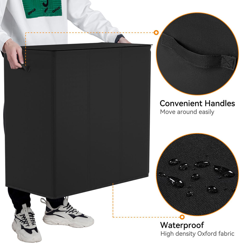 180L Laundry Hamper 3 Section, Large Laundry Basket with Lid