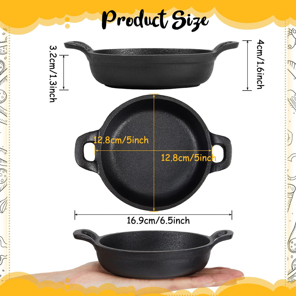 8 Pack Mini Cast Iron Skillets 5 x 5 x 1.3 Inch Pan Ramekin Set