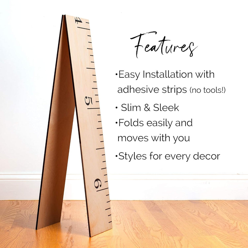 Growth Chart Art | Hanging Wooden Height Growth Chart to Measure Baby, Child, Grandchild - Naked Birch Classic