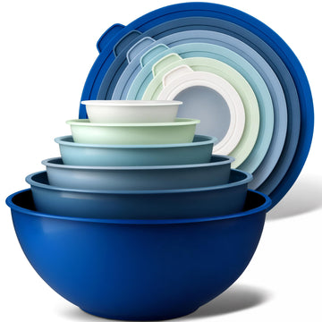 12 Piece Plastic Mixing Bowls with Lids Set - Leak-Proof Microwave & Freezer Safe Stackable Mixing Bowl Set