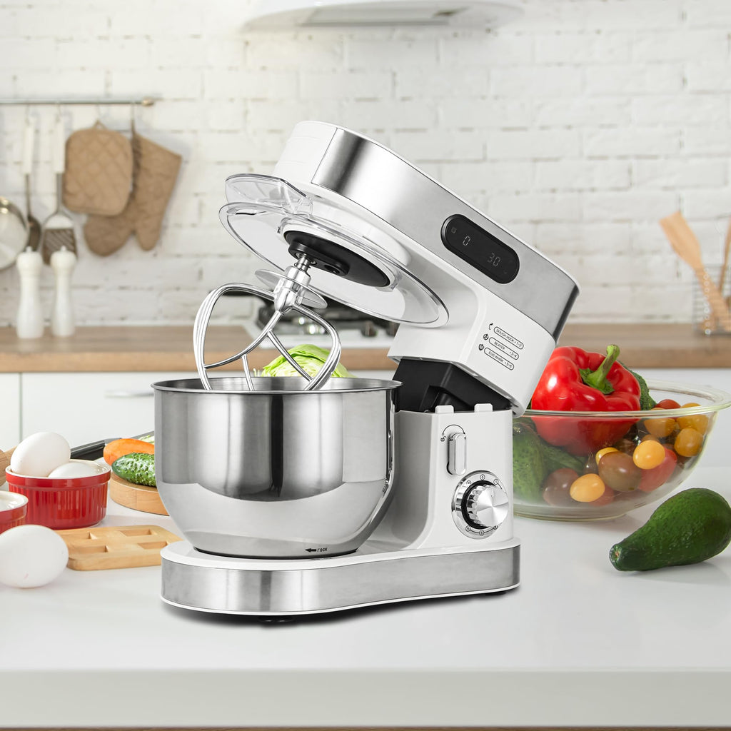 Stand Mixer, 5.8 QT Electric Food Mixer with 600W Pure Copper Motor, 6-Speed Tilt-Head Kitchen Mixer with Stainless