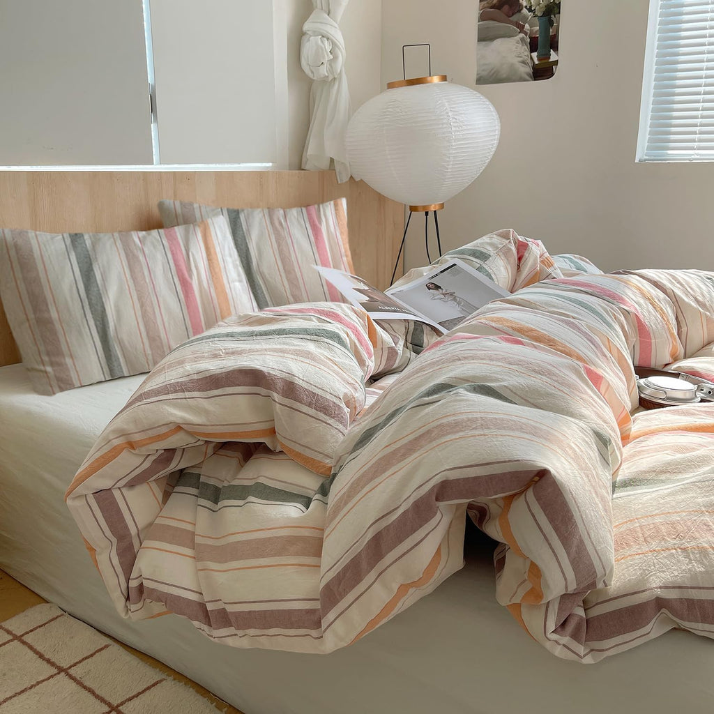 Twin XL Comforter Set Boho Geometric Striped Pattern Comforters Fluffy Bedding Comforter Sets 3 Piece Hotel Quilted
