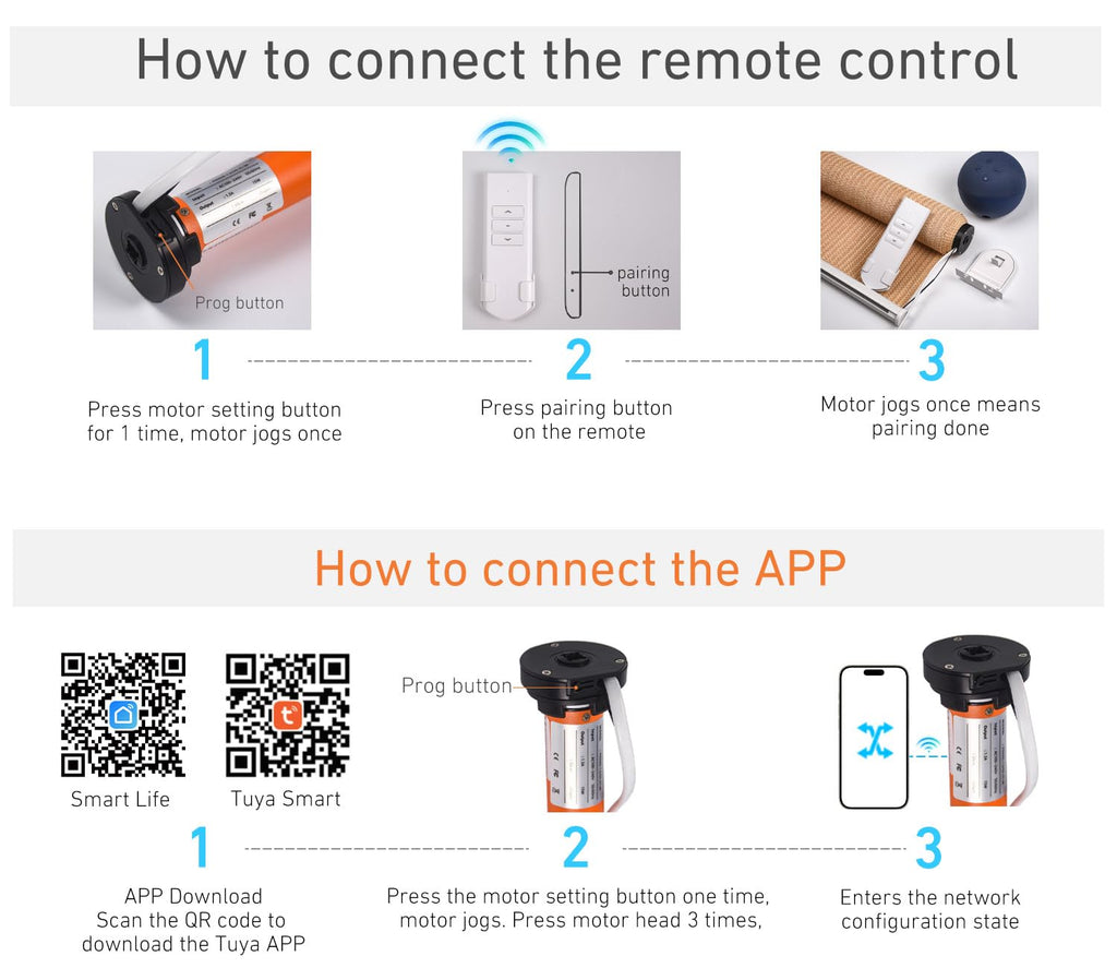 Tuya WiFi Smart Roller Shade Motor for 1.5" (38mm) Tubes - Compatible with Alexa & Google Home - App/Timer Control