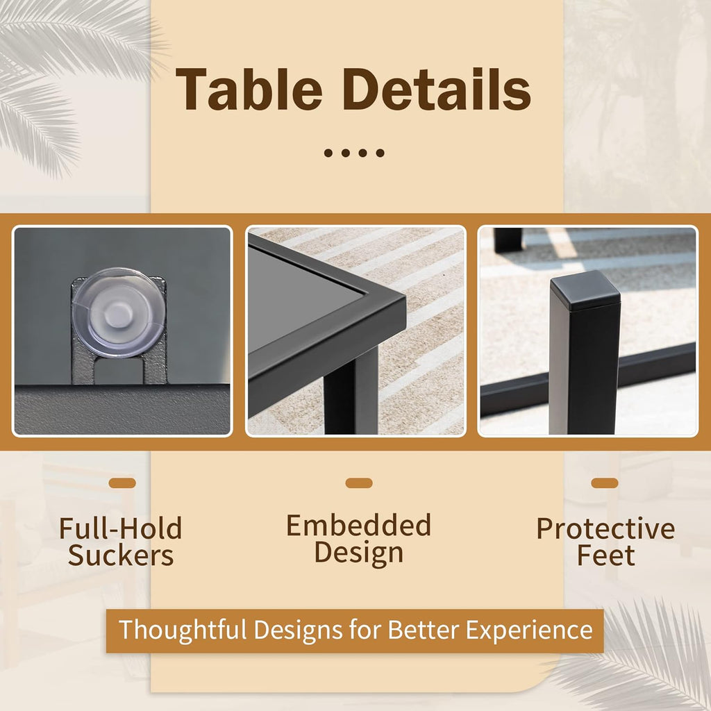 4 Pieces Outdoor Patio Furniture Textilene Modern Conversation Black Bistro Set with Loveseat Tea Table for Home