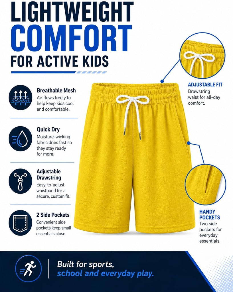 Boys Athletic Shorts Mesh Basketball Soccer Shorts Breathable Quick Dry Running Gym Shorts for Youth
