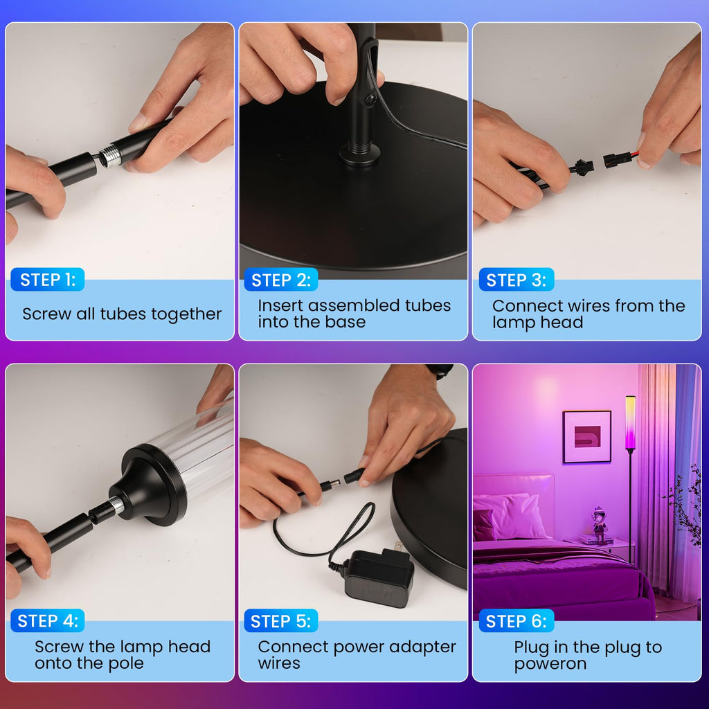 Standing Lamp, Modern Floor Lamp with App & Remote Control, 1500lm LED Corner Lamp with Music Sync and 16 Million DIY