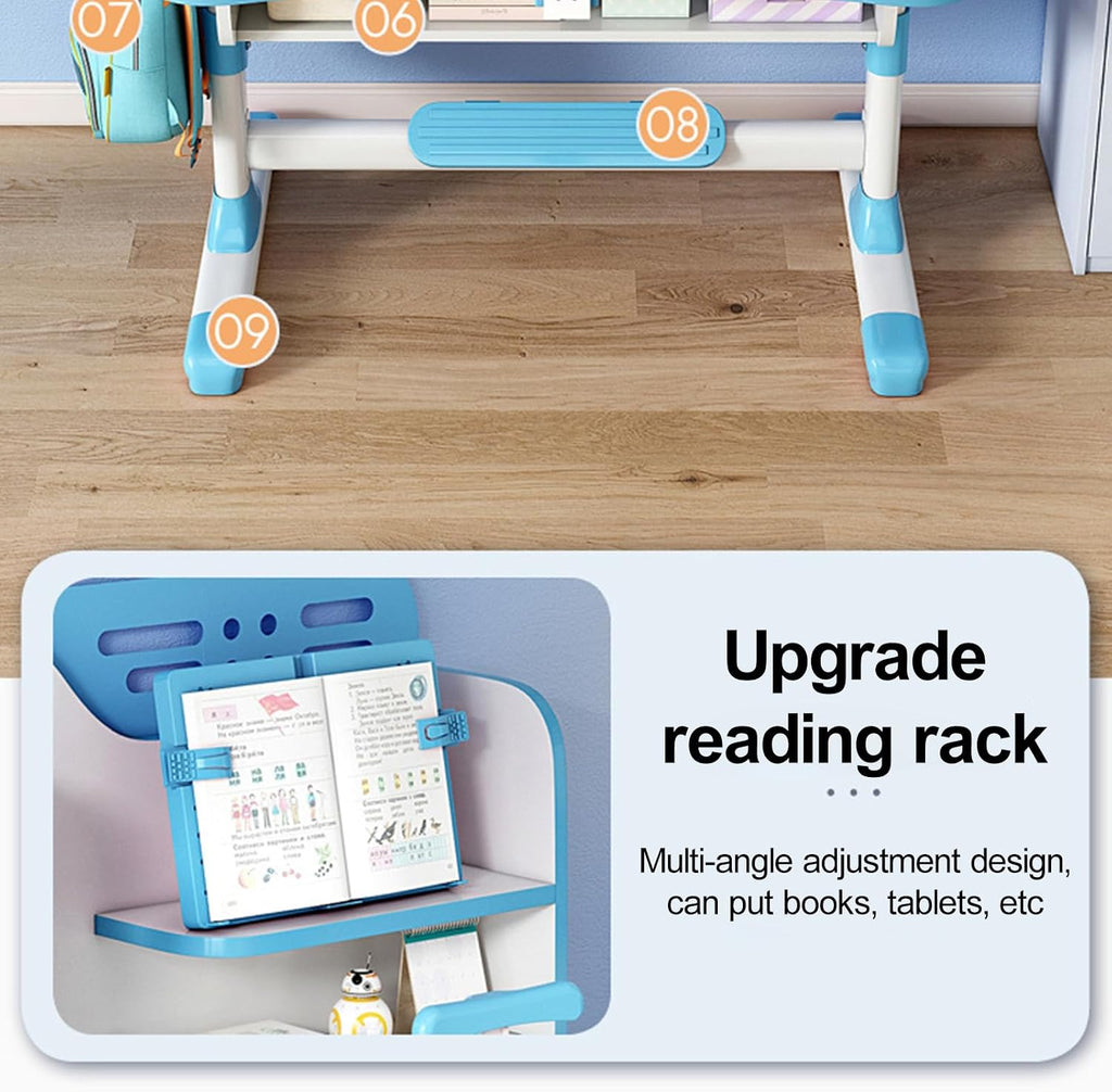Kids Desk and Chair Set, Height Adjustable Children Study Table and Chair