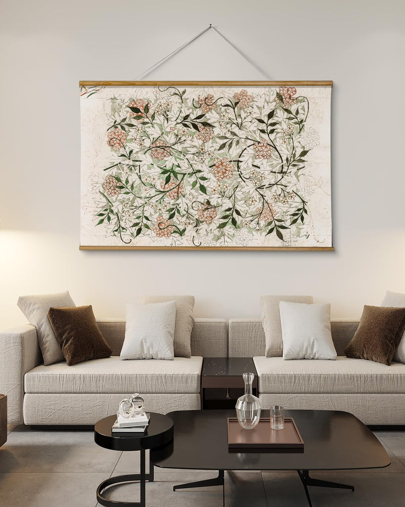 Extra Large Canvas Wall Art - Vintage Botanical Scroll, 36x54 Inch