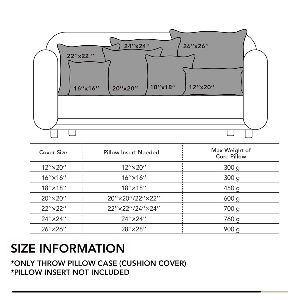 Faux Linen Throw Pillow Covers for Sofa and Couch, Hidden Zipper