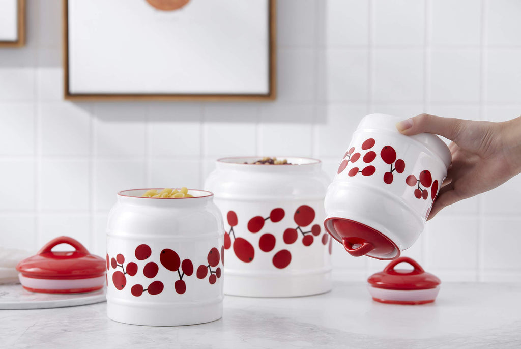 Ceramic canisters | 51 OZ Ceramic Food Storage Jar|White cookie jar|Ceramic canisters with lids|Coffee