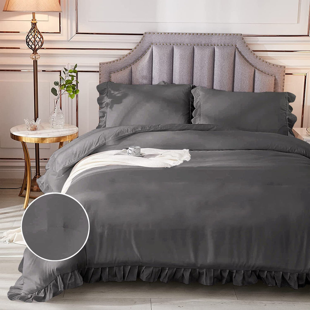 1 Piece Luxury Vintage Ruffle Comforter Premium Super Soft 550 GSM All Season | 1000 Thread Count | 100% Egyptian