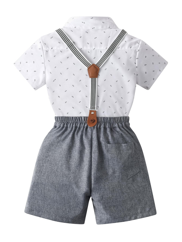 Baby Boys Gentleman Outfits Suits Clothes Set, Infant Shirt+Shorts+Bow Tie+Suspenders