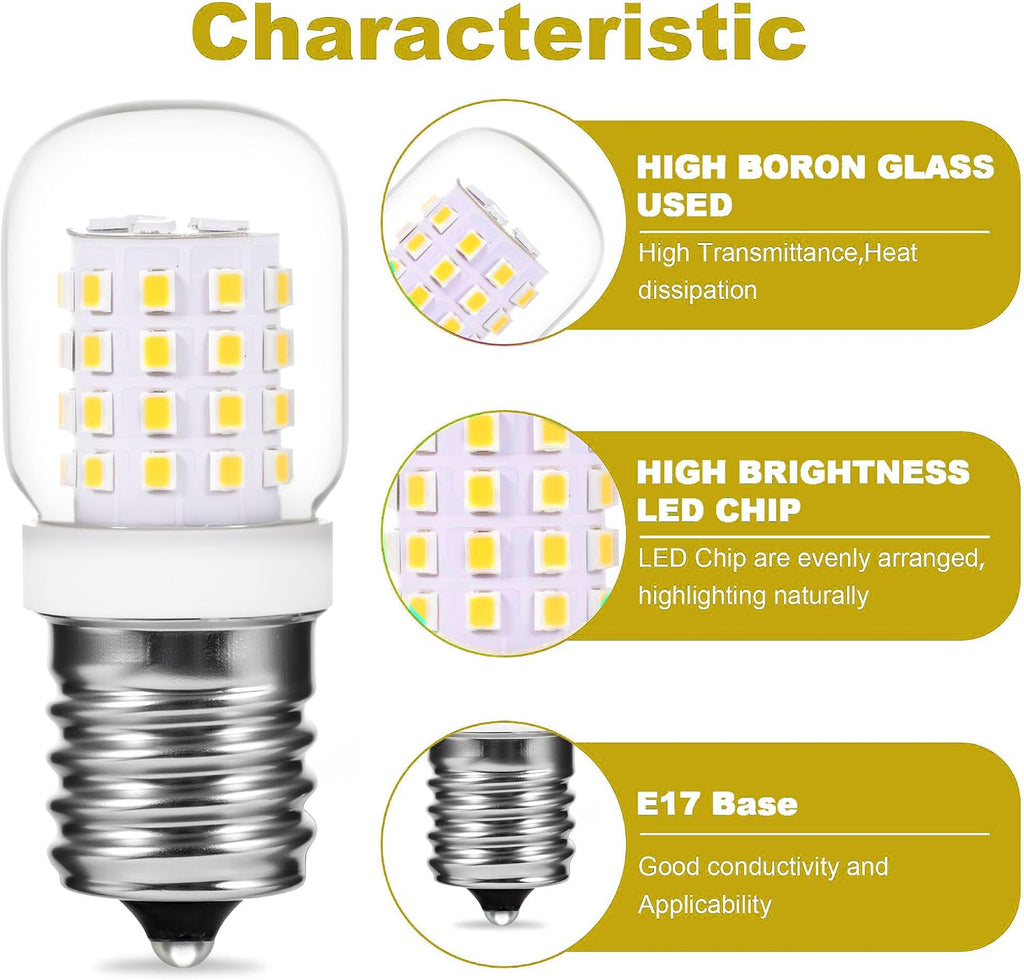 E17 LED Bulb 3W 40W Equivalent Daylight White 5000K for Microwave (4 Pack)