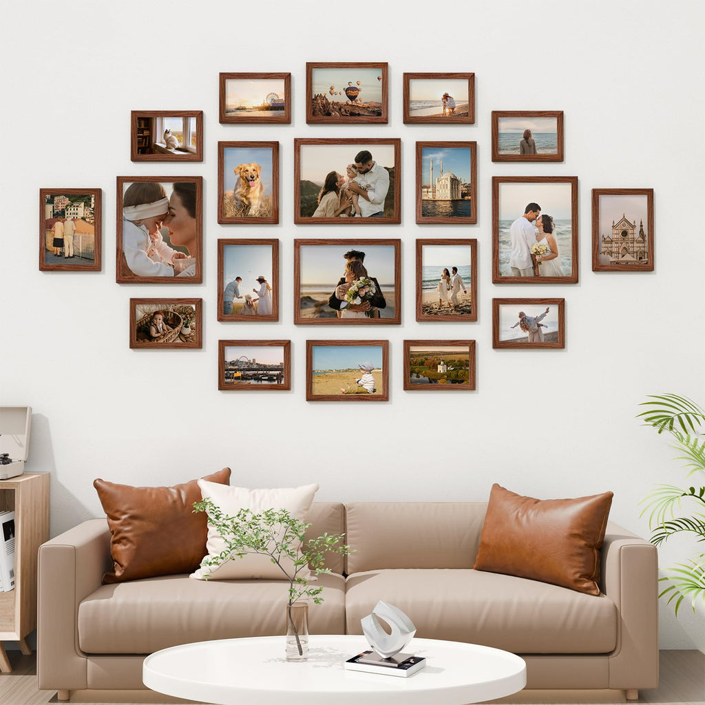 20 Pack Picture Frames Collage Wall Decor, Walnut Brown