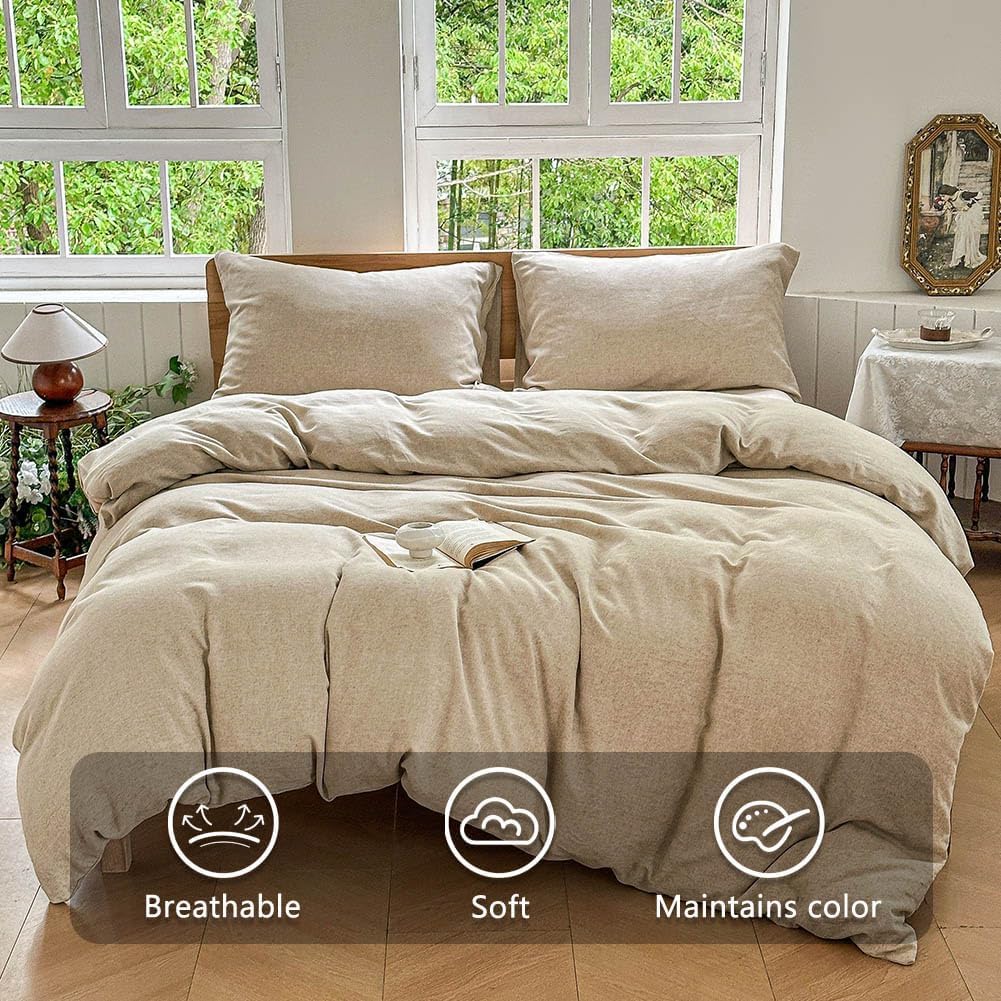 100% French Flax Linen Duvet Cover Set, Natural Linen