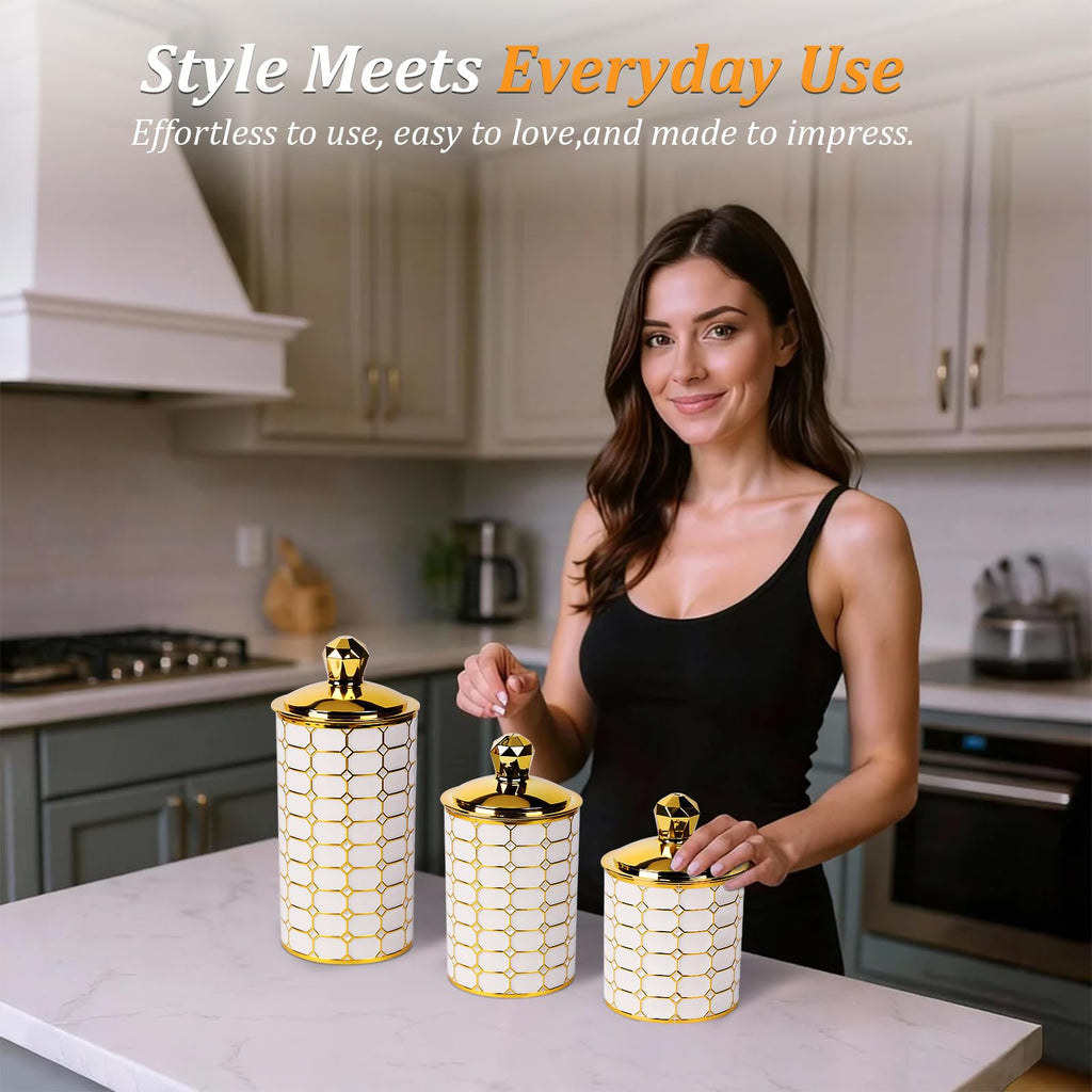 3-Piece Plastic Canister Set, Airtight Food Storage Containers Countertop & Pantry, BPA-Free Canisters for Flour