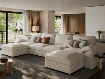 Modular Sectional Sofa, U Shaped Scratch Resistant Couch, Beige