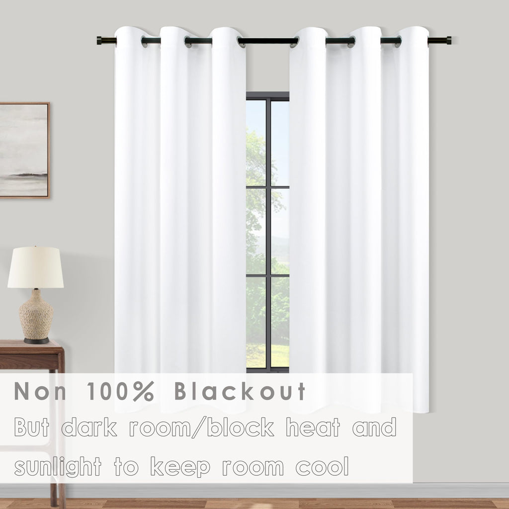 White Short Curtains for Small Bathroom Window, 2 Panel Sets Kitchen Cafe Curtains with Grommets Rings 60-70%