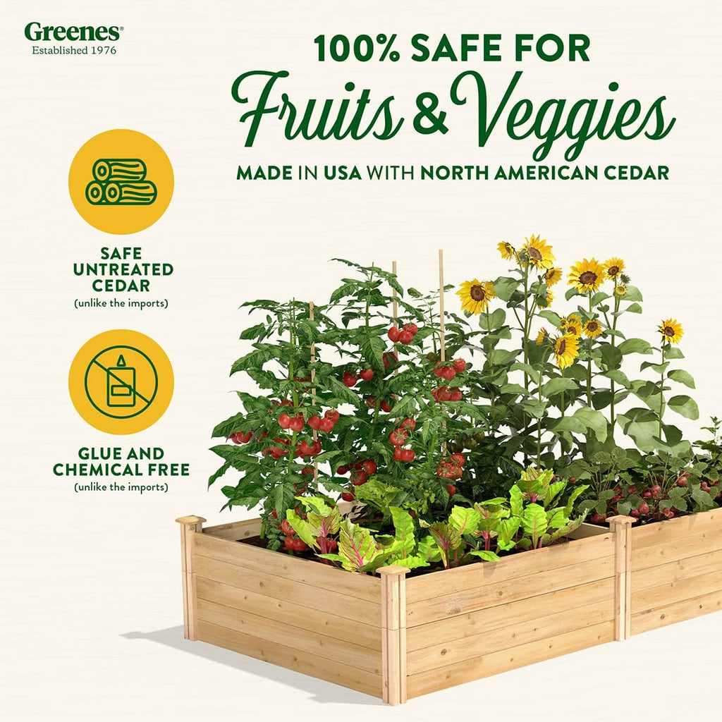 Premium Cedar Raised Garden Bed, 4' x 8' x 17.5" (3/4" Thick) - Made in USA with North American Cedar