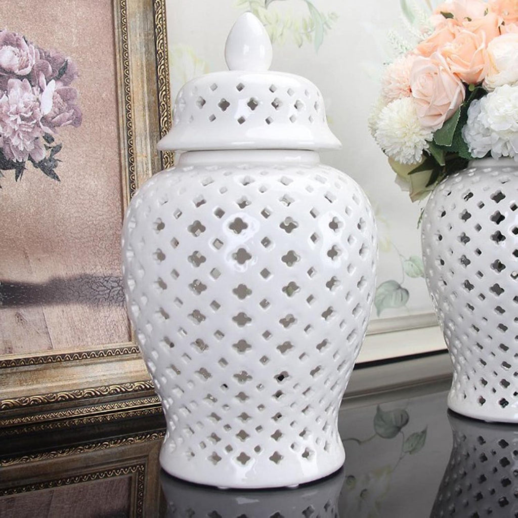 Traditional Ceramic Ginger Jar Flower Vase Porcelain Jar Handicraft Decor