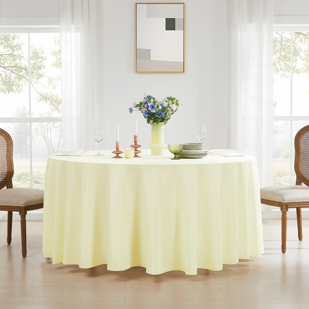 10 Pack Ivory Round Tablecloths 120 Inch for Dining Tables