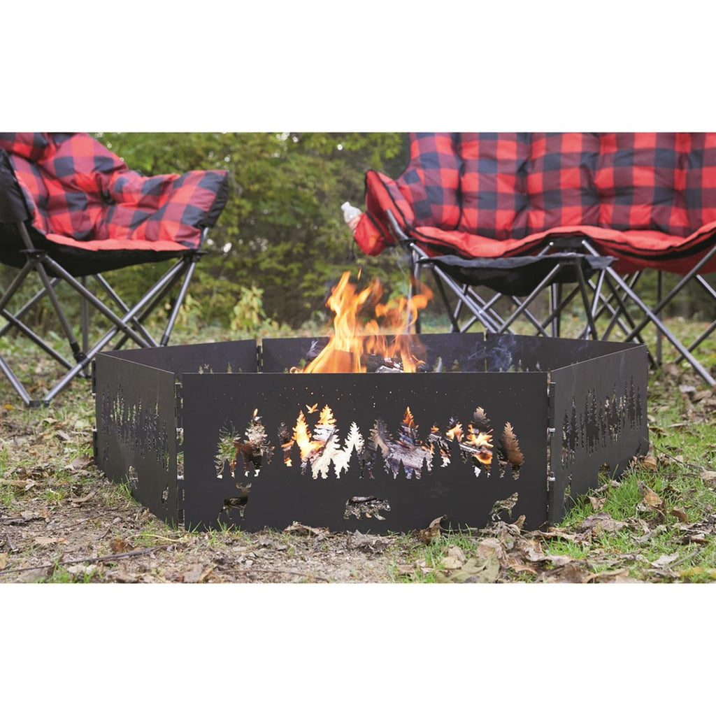36-Inch Folding Portable Campfire Fire Pit Ring Heavy-Duty Steel Wood-Burning Firepit Liner for Outdoor Camping