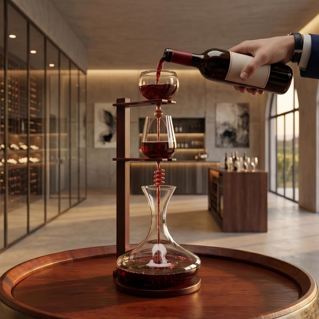 Wine Tower Decanting & Aerator Set by - Unique Wine Decanter - 3 Aerating Parts - Upper, Middle & Lower Aerators - Set of 3