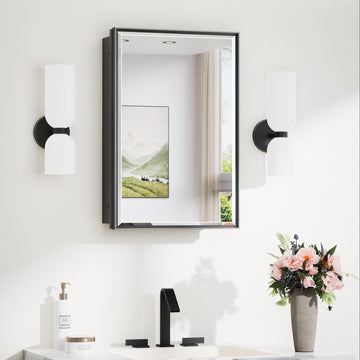16x24 Recessed Medicine Cabinet with Mirror, Aluminum Frame