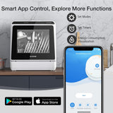 Portable Dishwasher Countertop, WIFI Smart Dishwasher, Compact Dishwashers with 5L Built-in Water Tank, 6 Programs