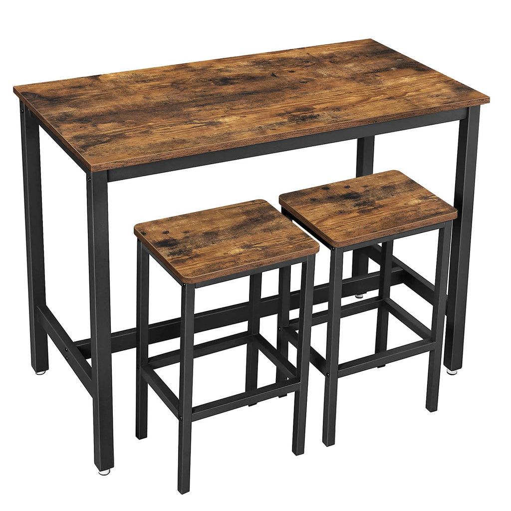 Bar Table Set with 2 Bar Stools, Modern Basic