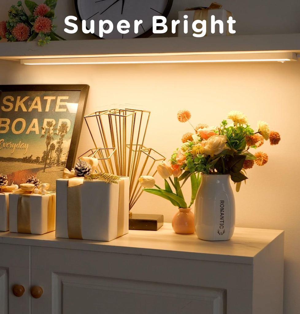 Under Cabinet Lighting Plug in,14W 120V 3 Color 3000K/4000K/5000K,3 Brightness,Super Bright,Ultra Thin Under Counter