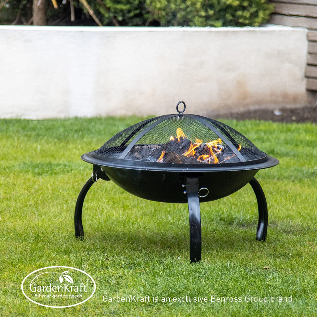 22" BBQ Grill and Firepit/Featuring Mesh Cover, Wooden Handled Stoker & Folding Legs/Lightweight & Portable/Picnics