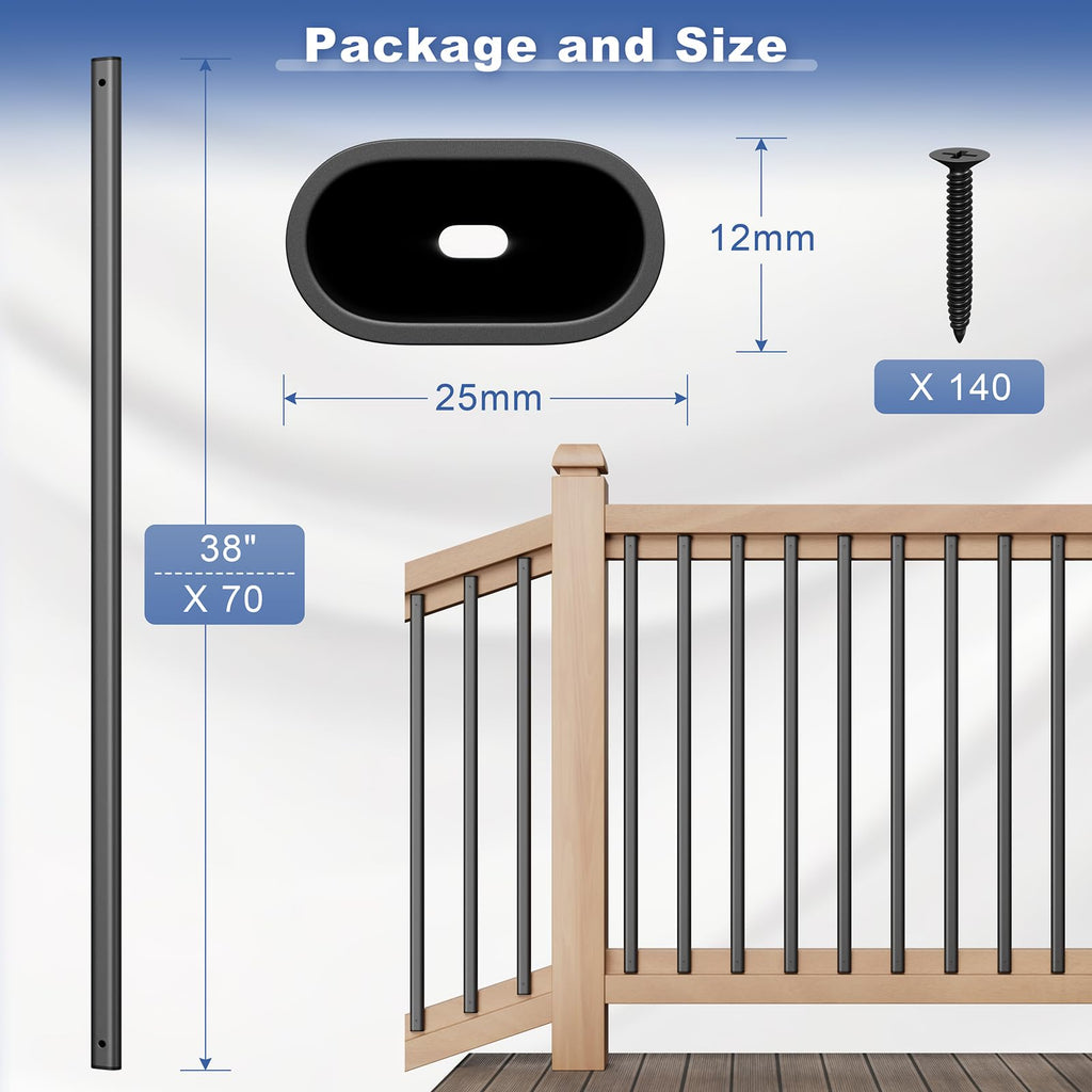 70 Pack Deck Balusters 38" Staircase Baluster for Deck Systems