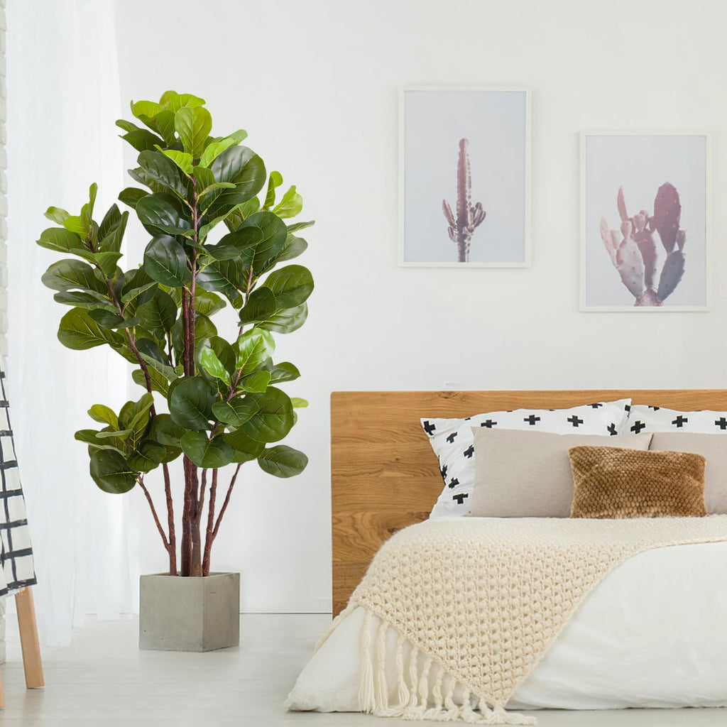 Artificial Fiddle Leaf Fig Tree, 5 Ft Faux Tree with 102 Leaves