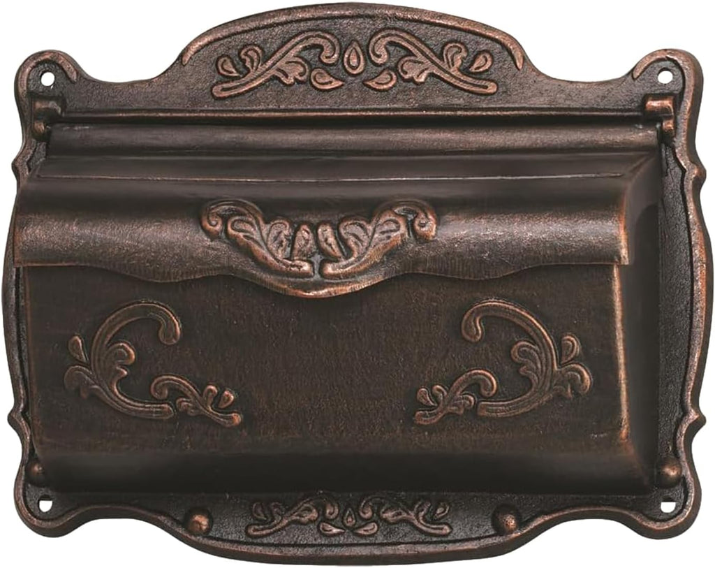 Antique Bronze Finishing Cast Aluminum Wall Mounted Mailbox, Weather-Resistant