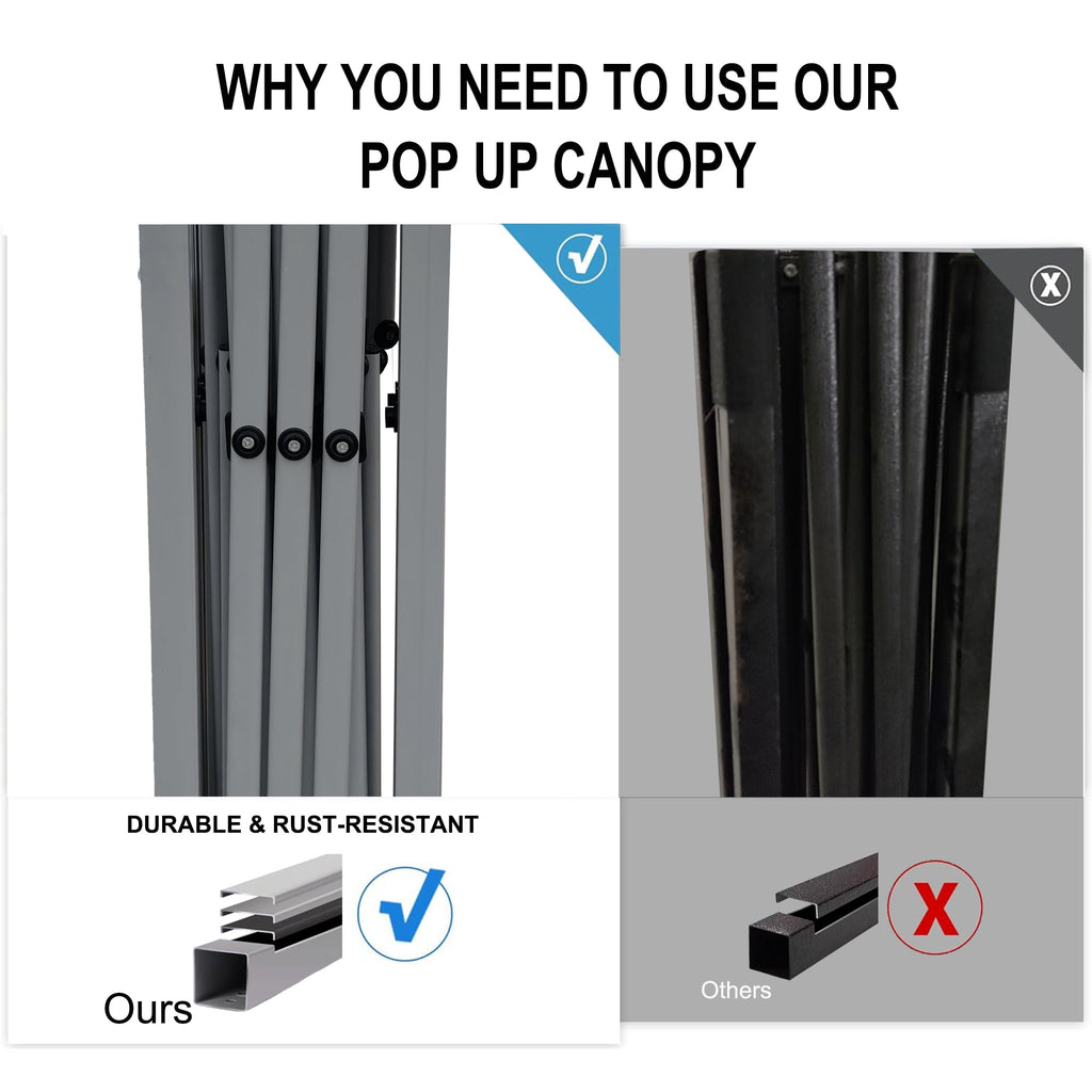 10x10 Pop Up Canopy Tent, One Push One Person Setup, Black