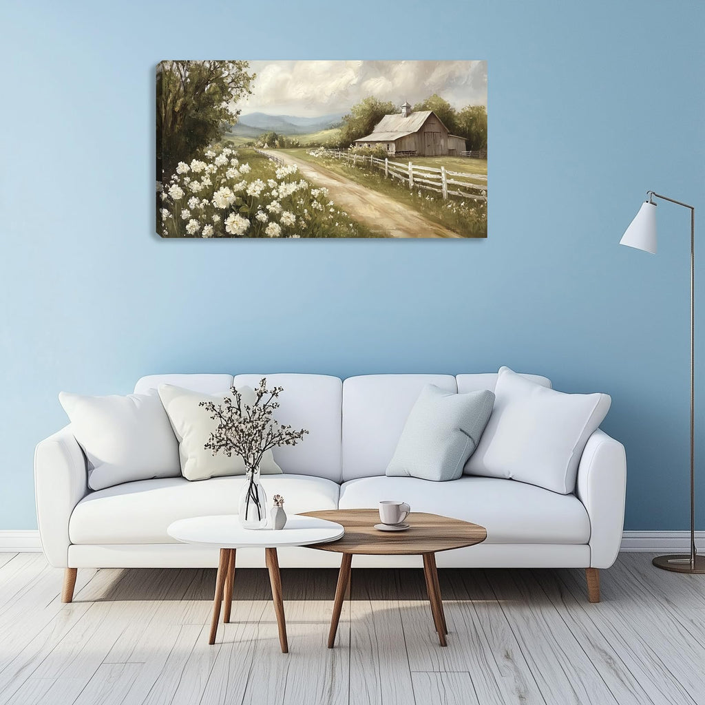 Rustic Farmhouse Canvas Wall Art Decor Nature Scenery Countryside Picture Canvas Painting Landscape Wall Poster