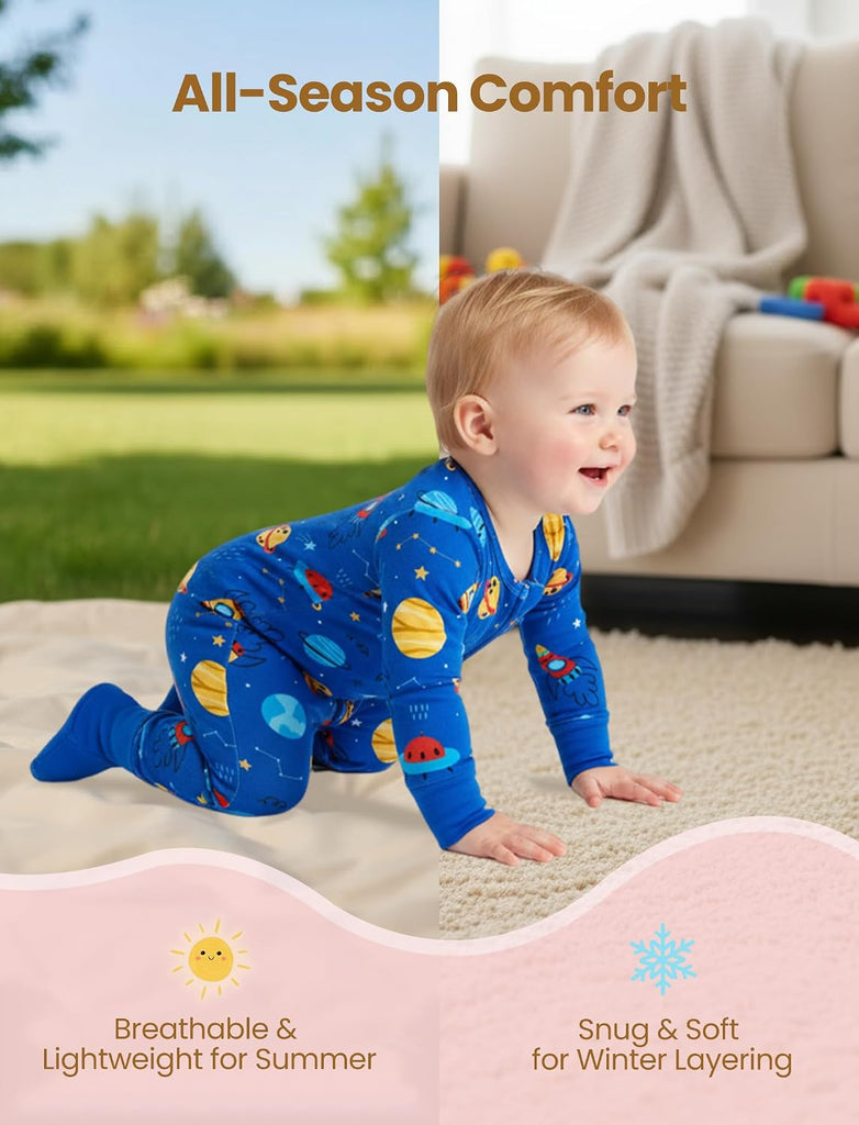 Baby Boys Girls Bamboo Viscose Footies Pack