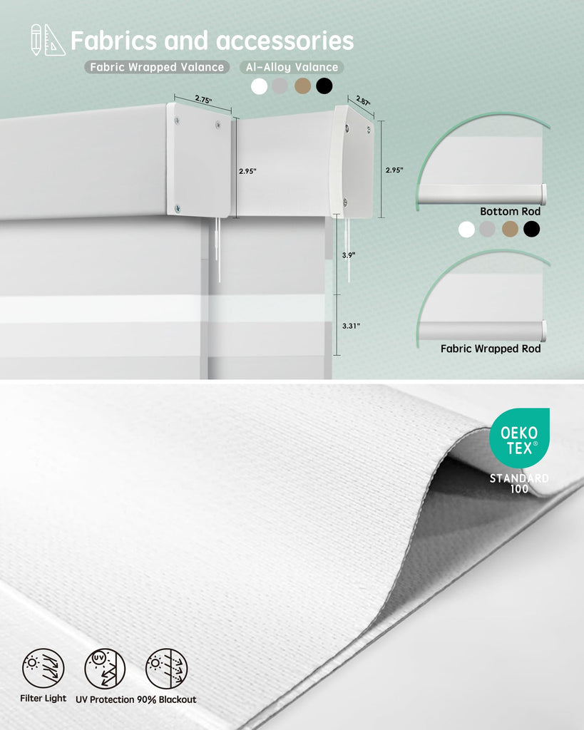 Motorized Zebra Blinds with Remote, Room Darkening Smart Blinds