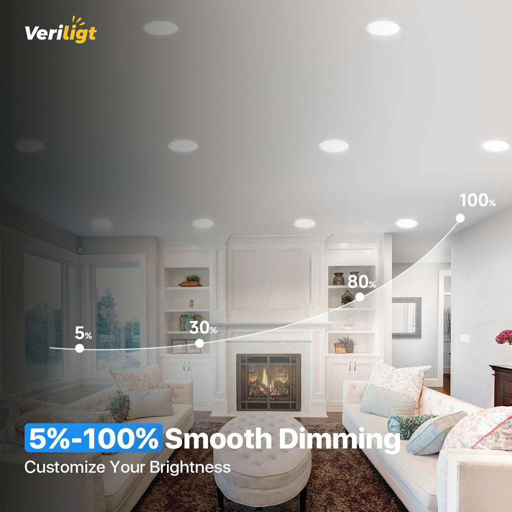 3 Inch LED Recessed Light, 5CCT, 500LM, 6W, 4 Pack