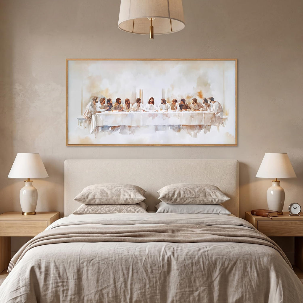 Jesus Last Supper Christian Framed Canvas Wall Art Set-40"x20"x1