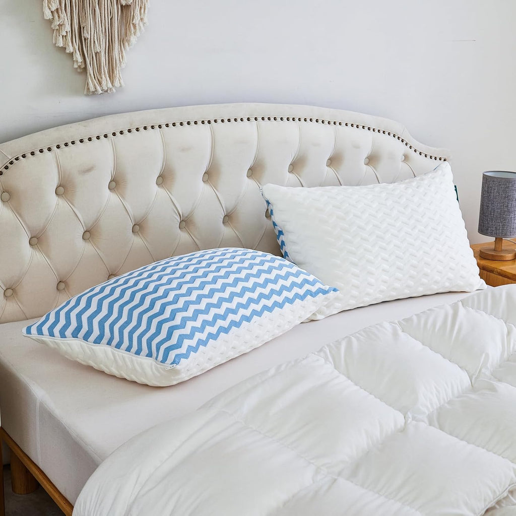 Pillows Standard Size Set of 2- Standard Pillows Set of 2 - Adjustable Firm Pillow for Back Stomach and Side Sleeper