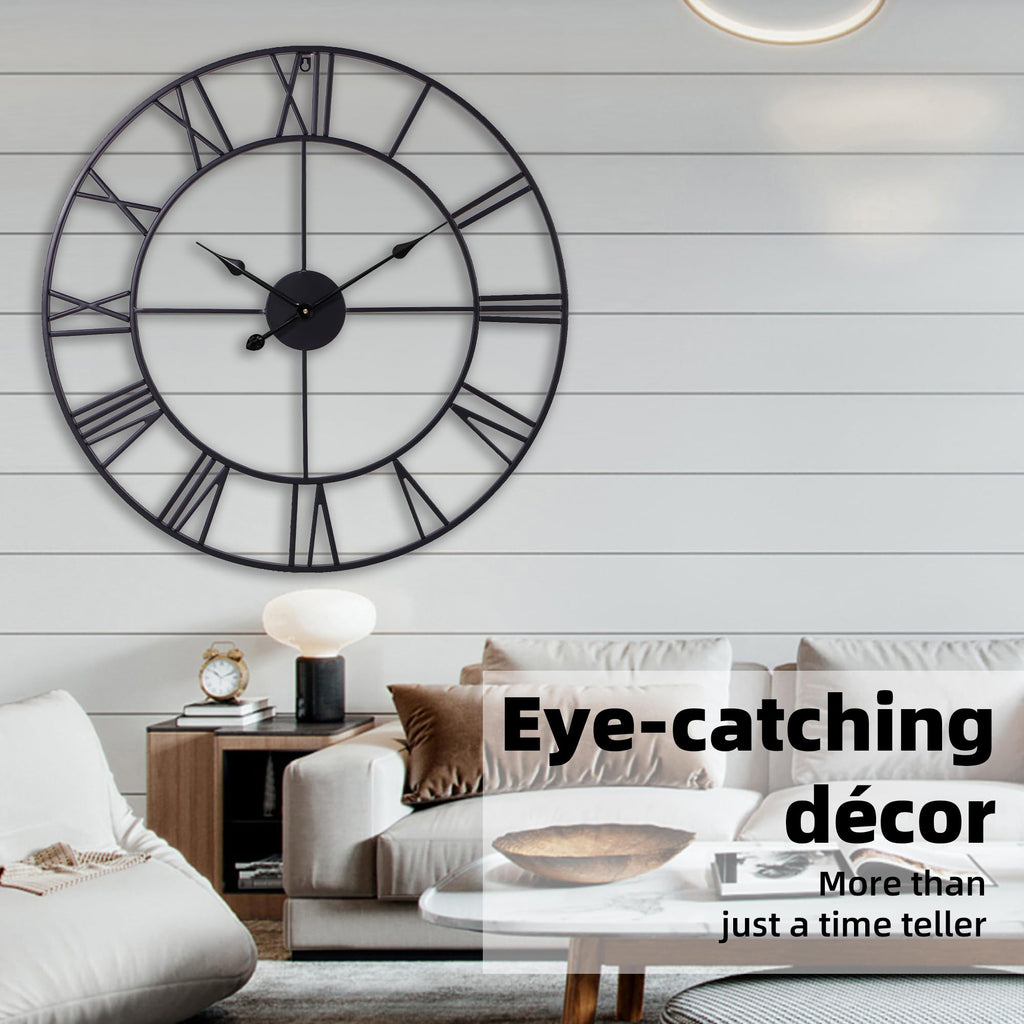 30 Inch Wall Clock Decor, Black Roman Numeral