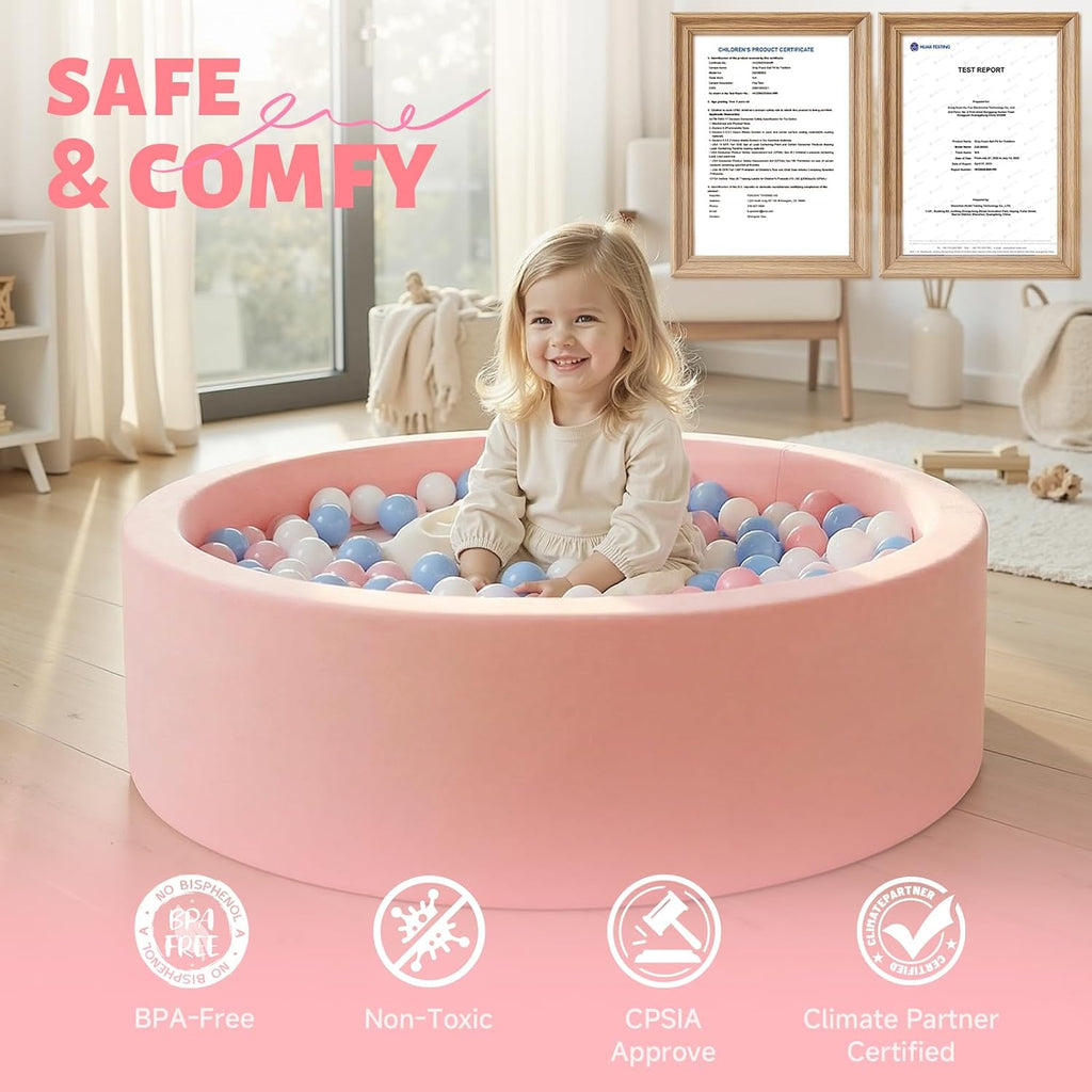 Foam Ball Pit, Ball Pit for Toddlers, Pink, NO Balls