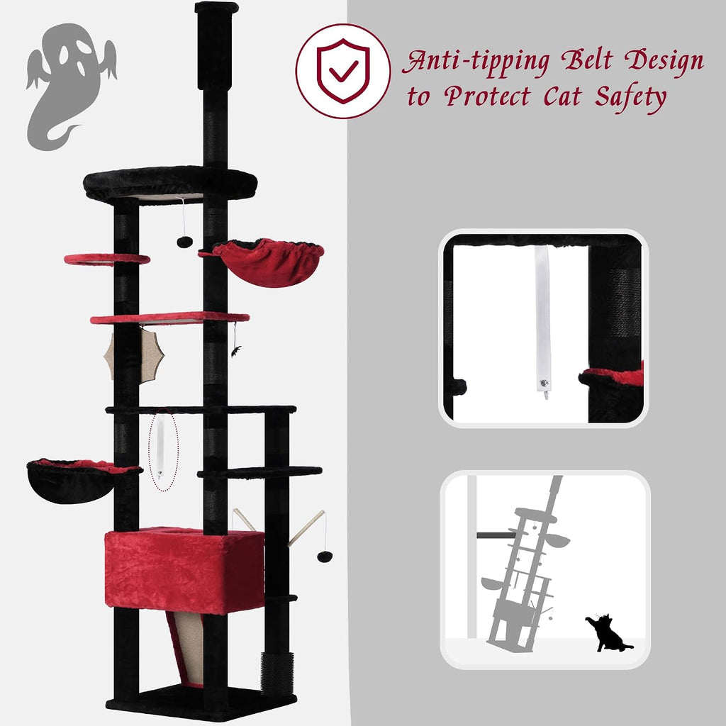 Cat Tree Tower, Adjustable Height, Floor to Ceiling